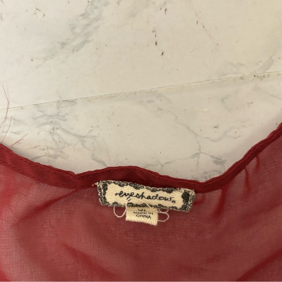 Eyeshadow Sleeveless Sheer Top Women’s XL Red Pullover Embellished Blouse - Picture 5 of 6